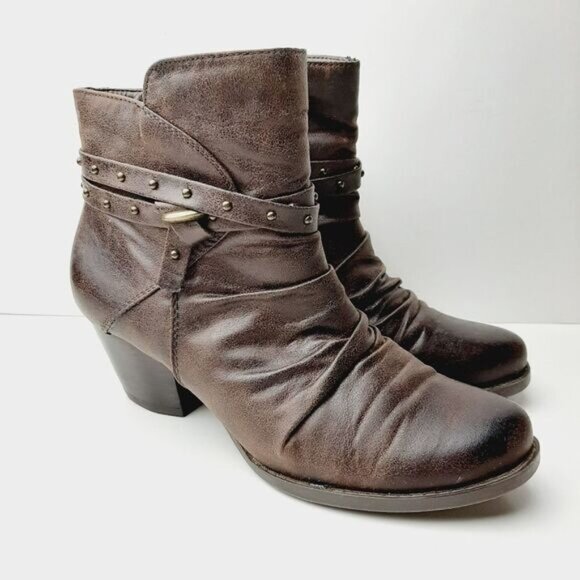 BARE TRAPS Rainly Slouchy Low Heel Ankle Booties Brown Sz 6.5 M - Picture 2 of 14